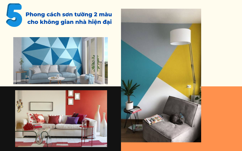 5 Phong cách sơn tường 2 màu cho không gian nhà hiện đại, sang trọng.